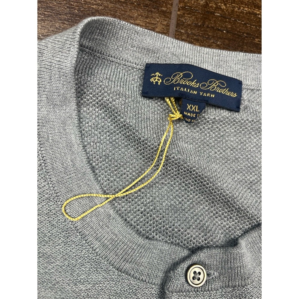 Brooks Brothers Sweater Men's XXL Gray Pullover Silk Cotton Italian Yarn NEW - Picture 3 of 12
